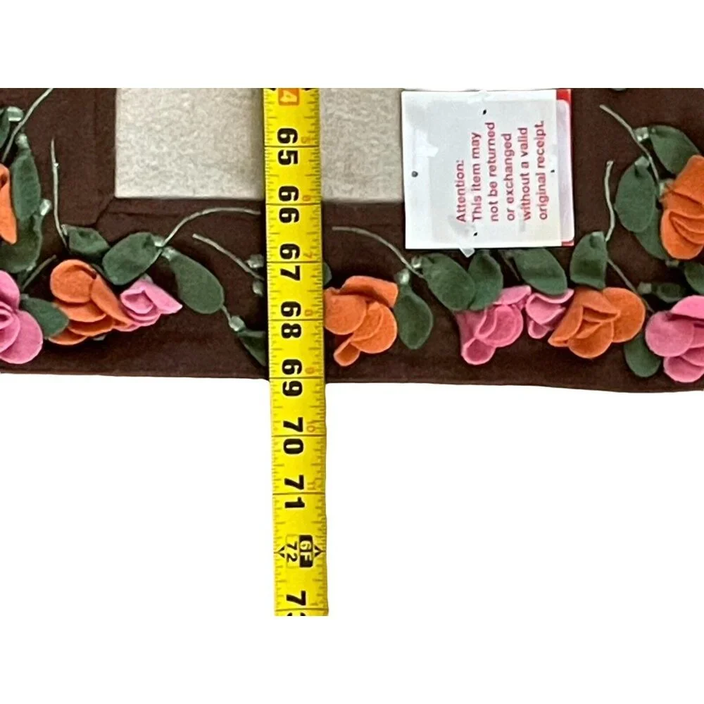 Pier 1 Imports Table Runner Jardinia 14” X 69” 3D Fabric Flowers Brown Tan‎ Wool